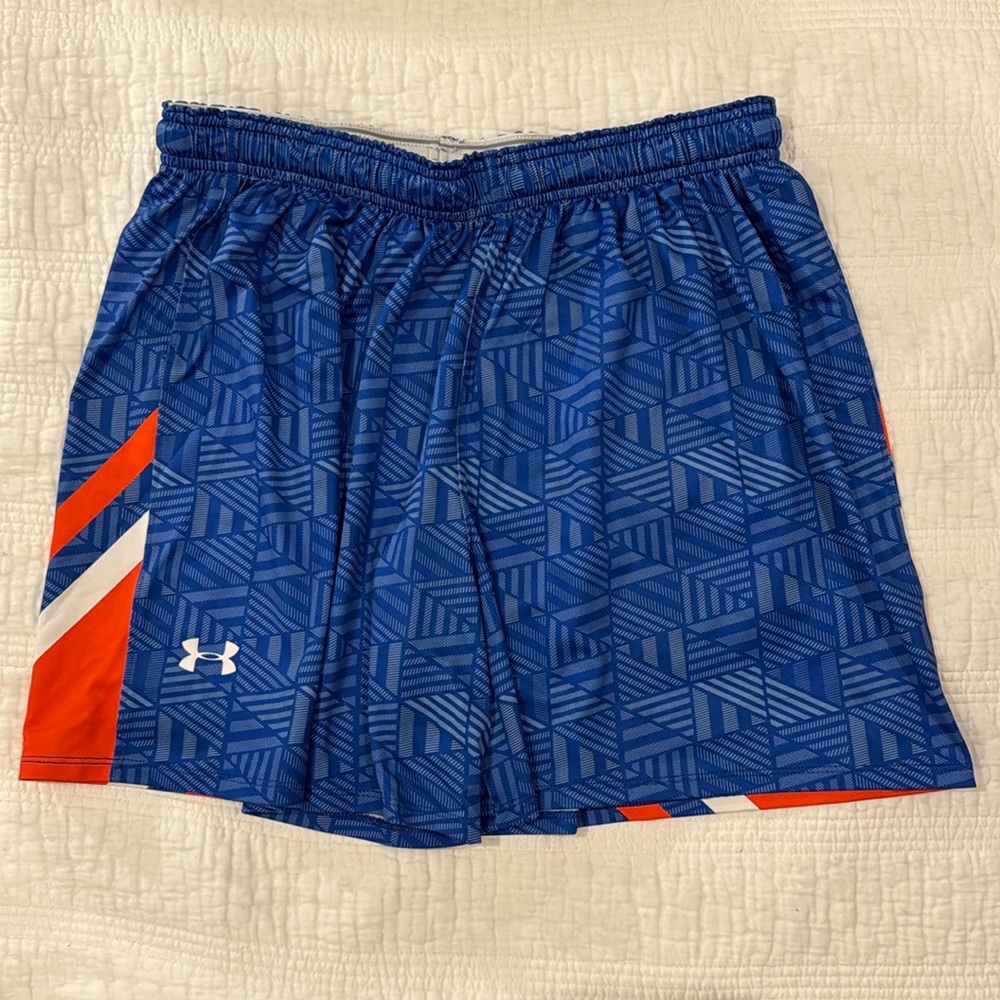 Women’s Under Armour Athletic Shorts | Blue Orange Graphic | XL - Picture 3 of 7